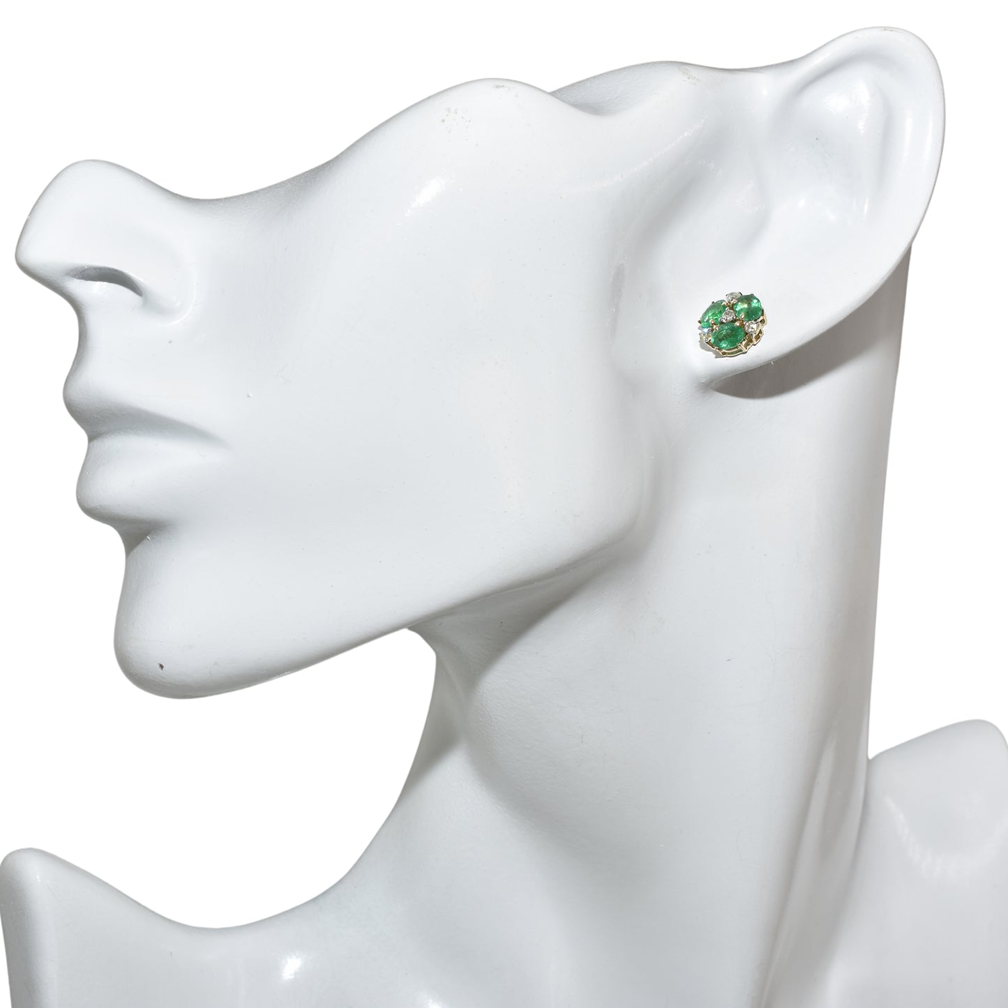 14k Gemstone Diamond Flower Cluster Earring