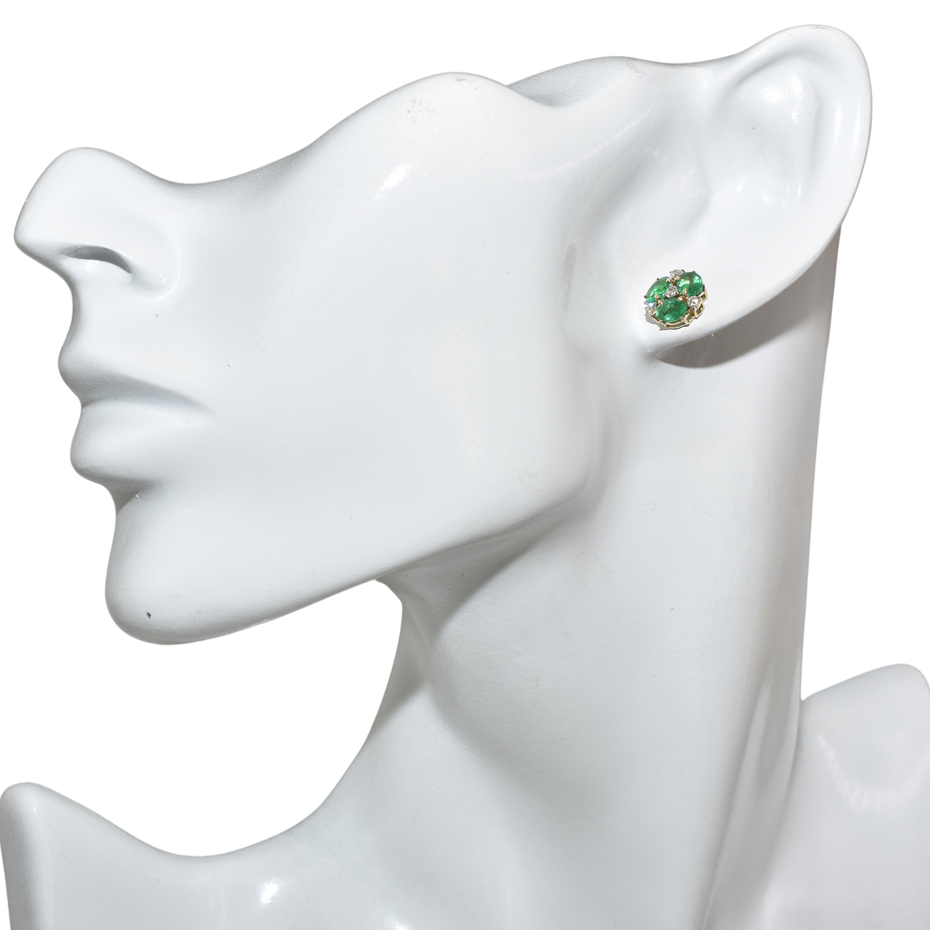 14k Gemstone Diamond Flower Cluster Earring