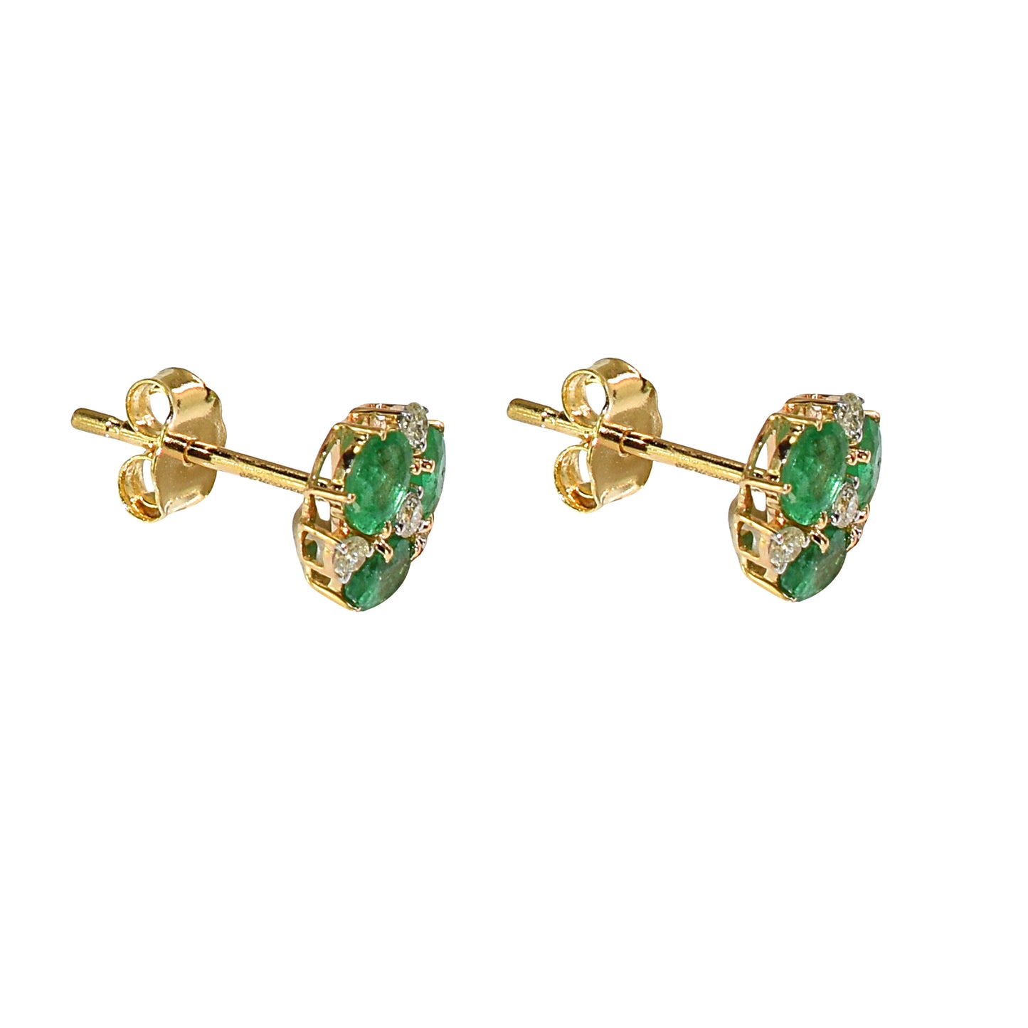 14k Gemstone Diamond Flower Cluster Earring