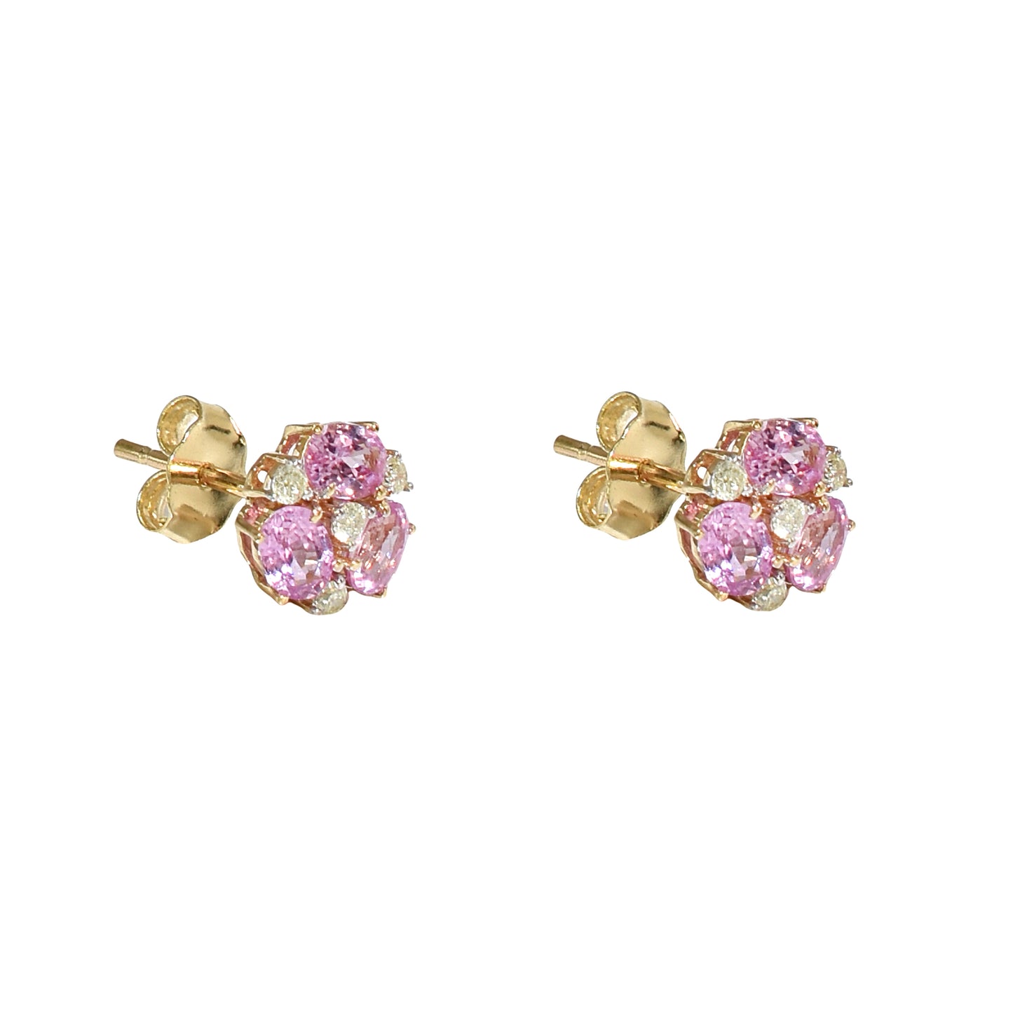 14k Gemstone Diamond Flower Cluster Earring