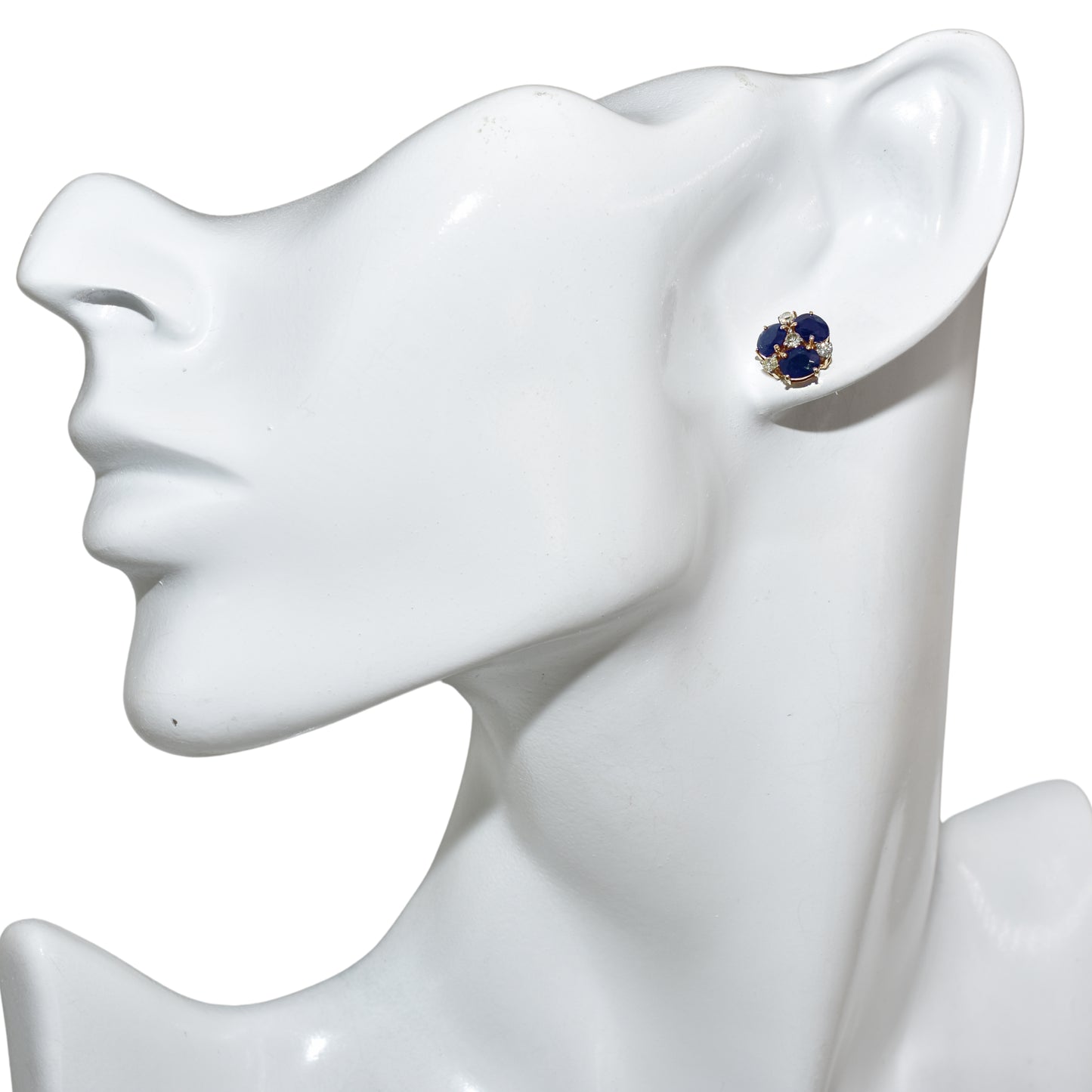 14k Gemstone Diamond Flower Cluster Earring