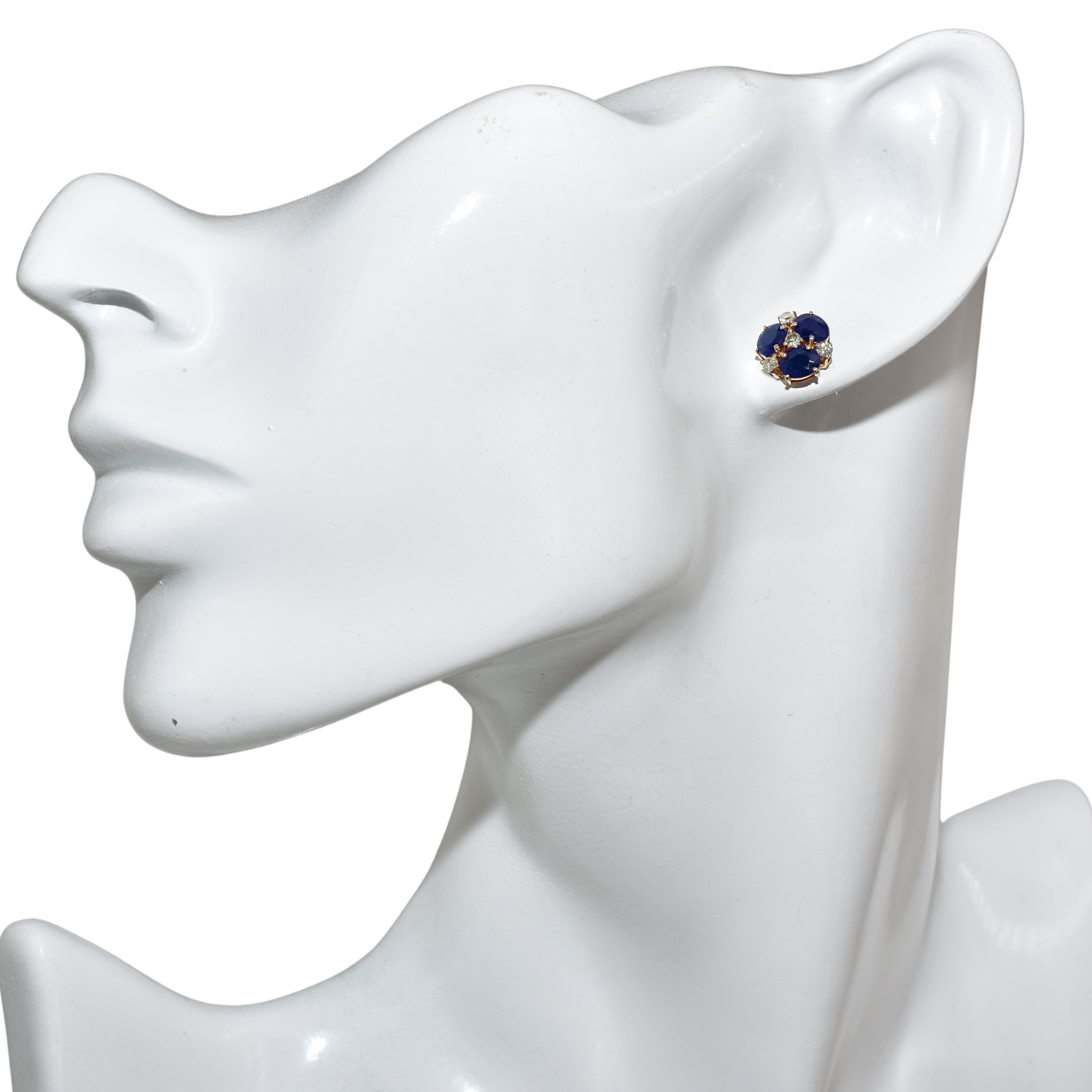 14k Gemstone Diamond Flower Cluster Earring