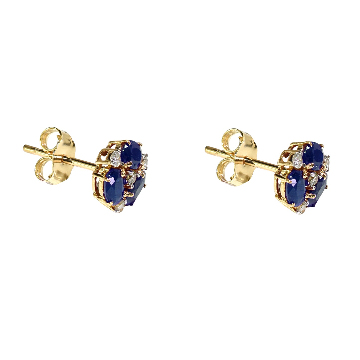 14k Gemstone Diamond Flower Cluster Earring