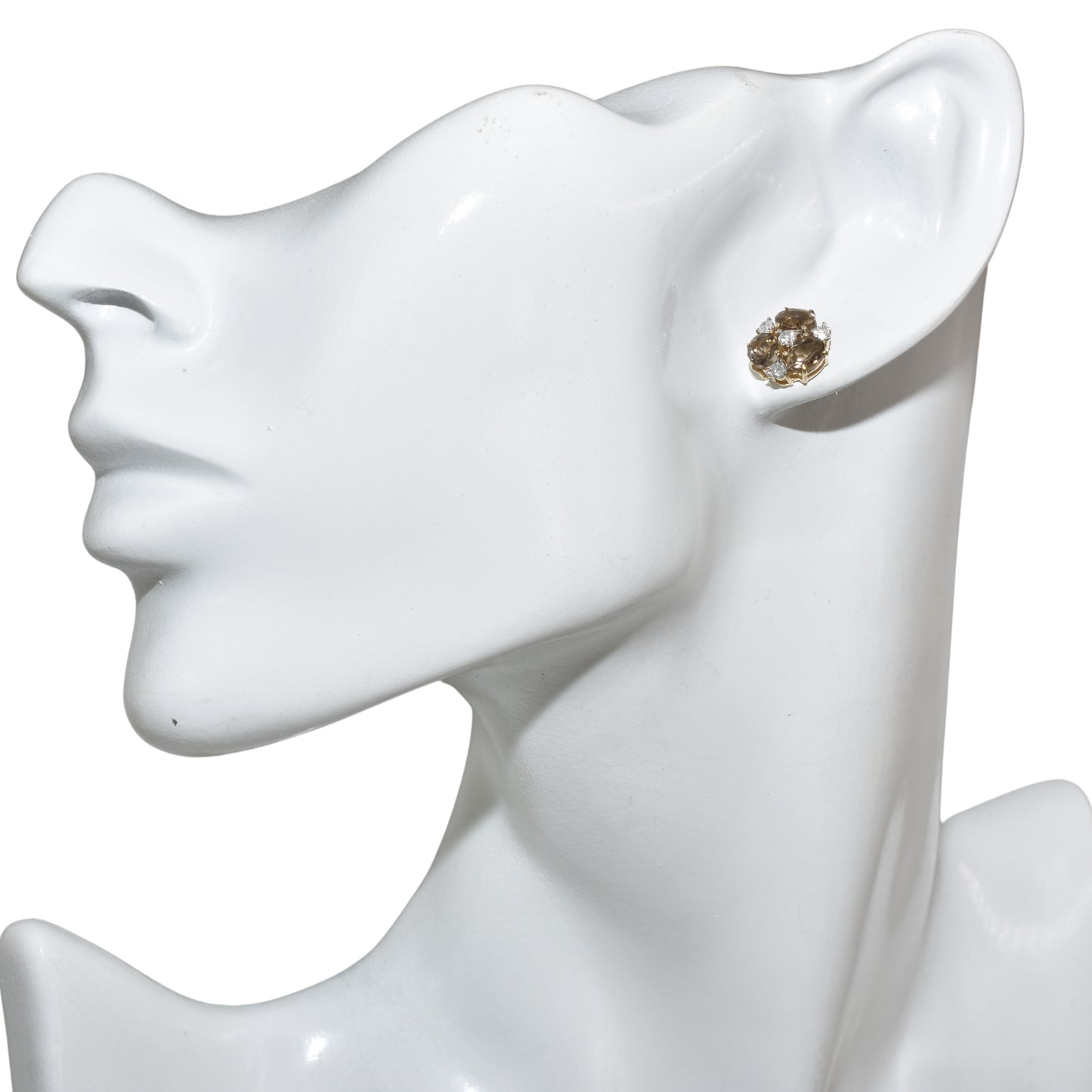 14k Gemstone Diamond Flower Cluster Earring