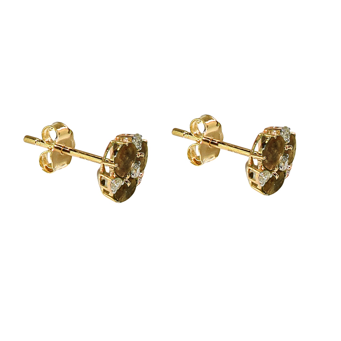 14k Gemstone Diamond Flower Cluster Earring