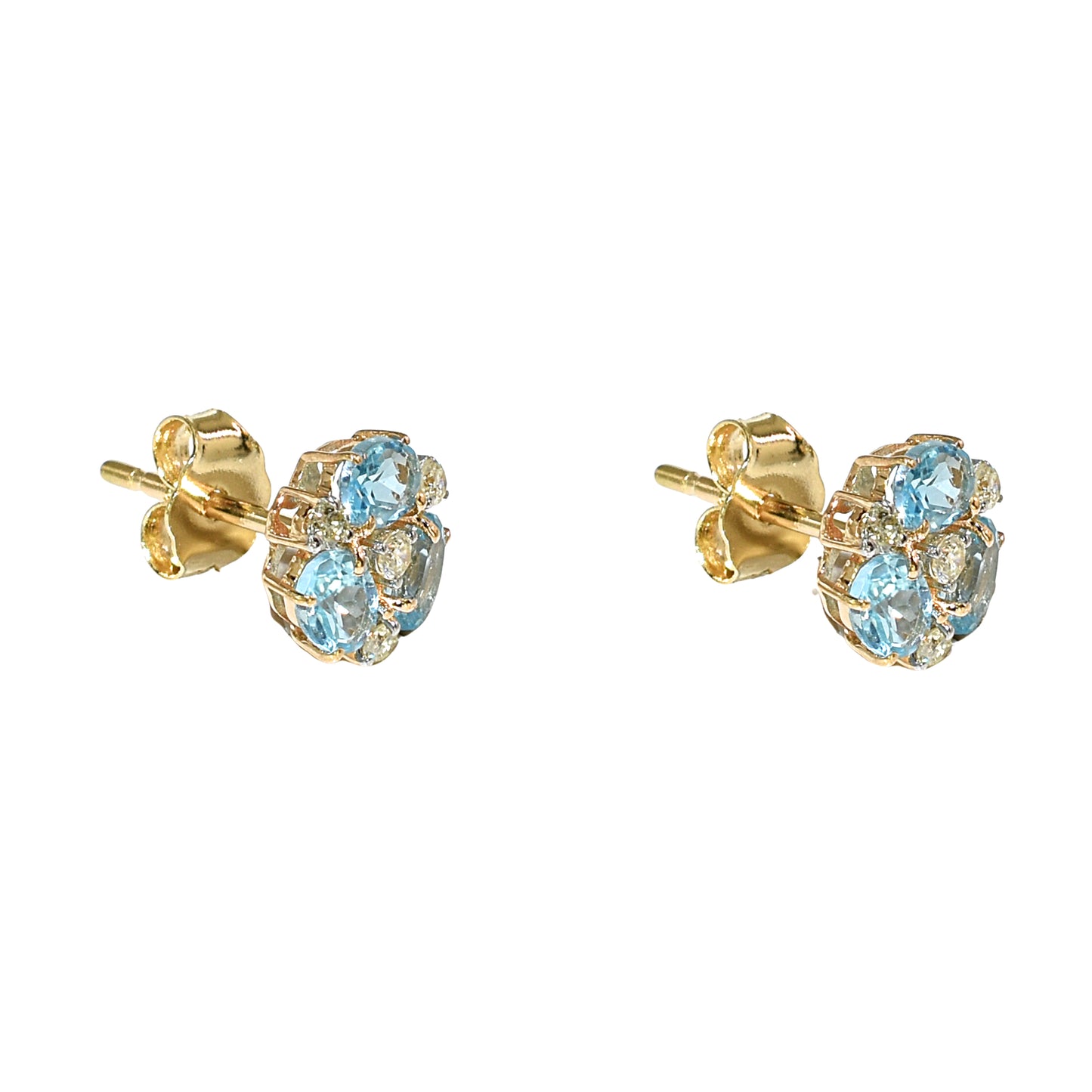 14k Gemstone Diamond Flower Cluster Earring