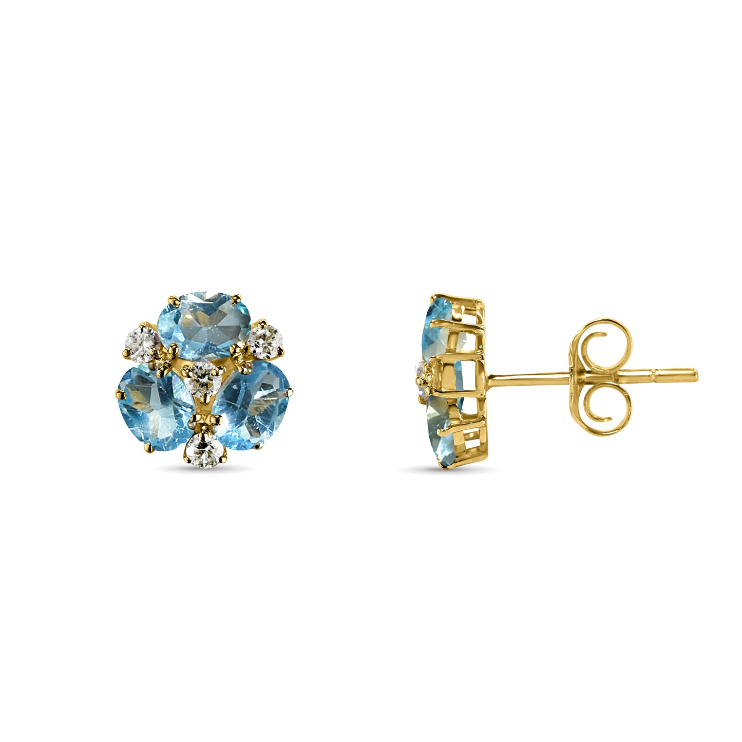 14k Gemstone Diamond Flower Cluster Earring