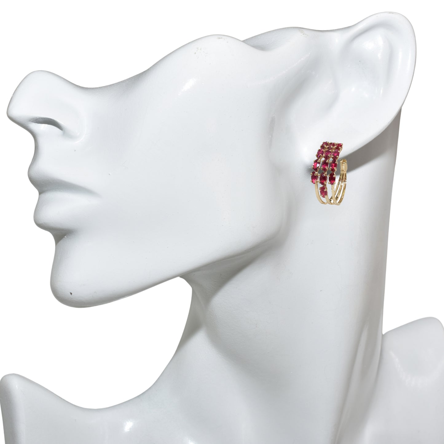 14k Ruby Triple Hoop Earring
