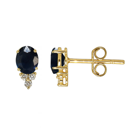 14k Sapphire Diamond Oval Cut Earring