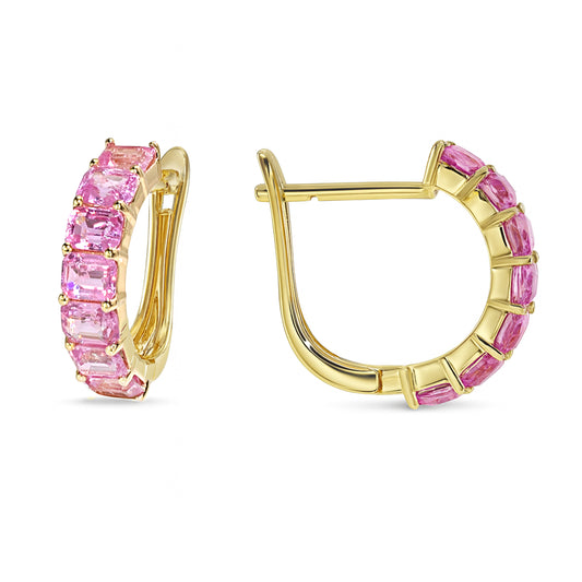 14k Pink Sapphire Rectangle Earring