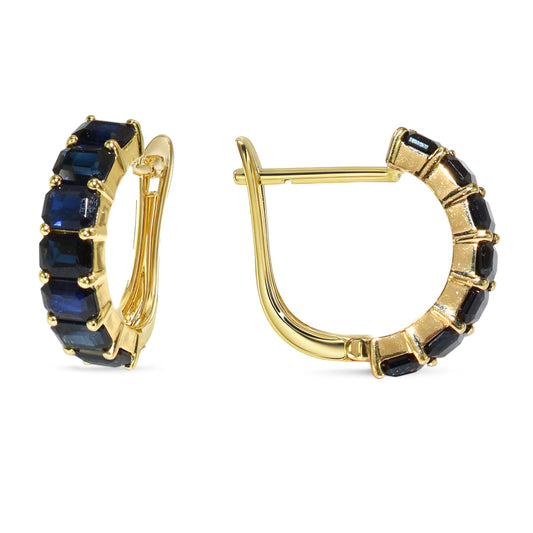 14k Sapphire Rectangle Earring
