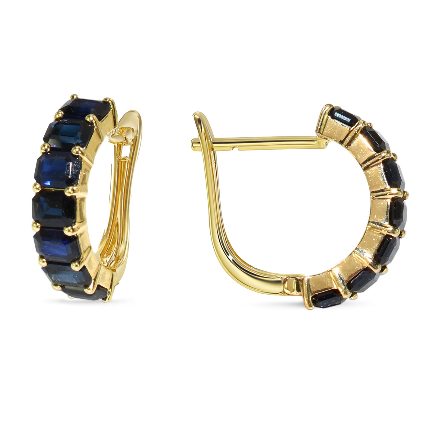 14k Sapphire Rectangle Earring