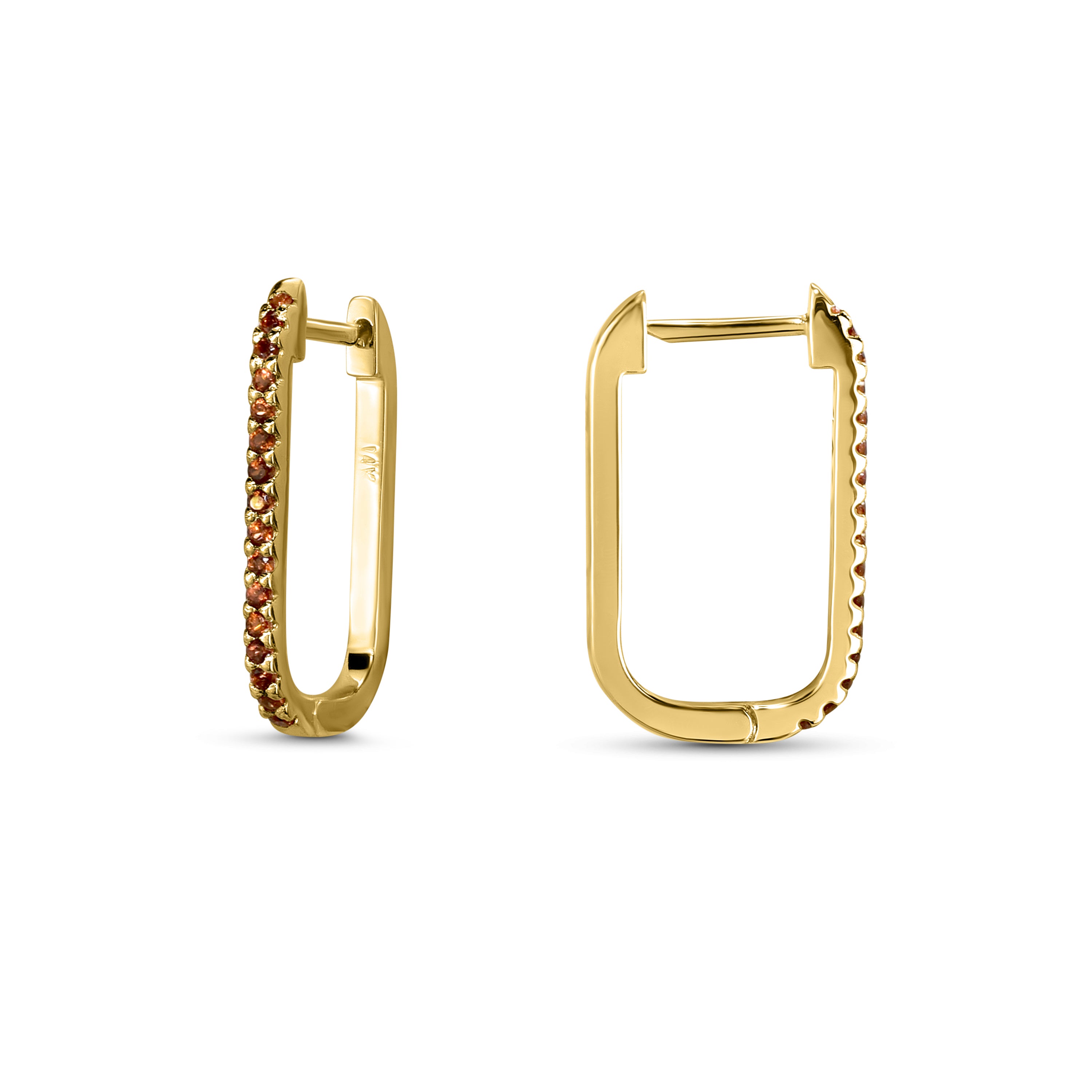 14k Gemstones U-Shape Earring
