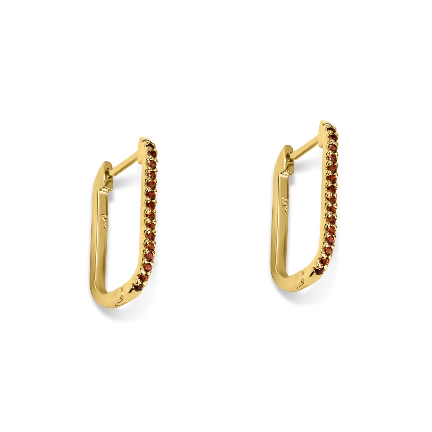 14k Garnet U-Shape Earring