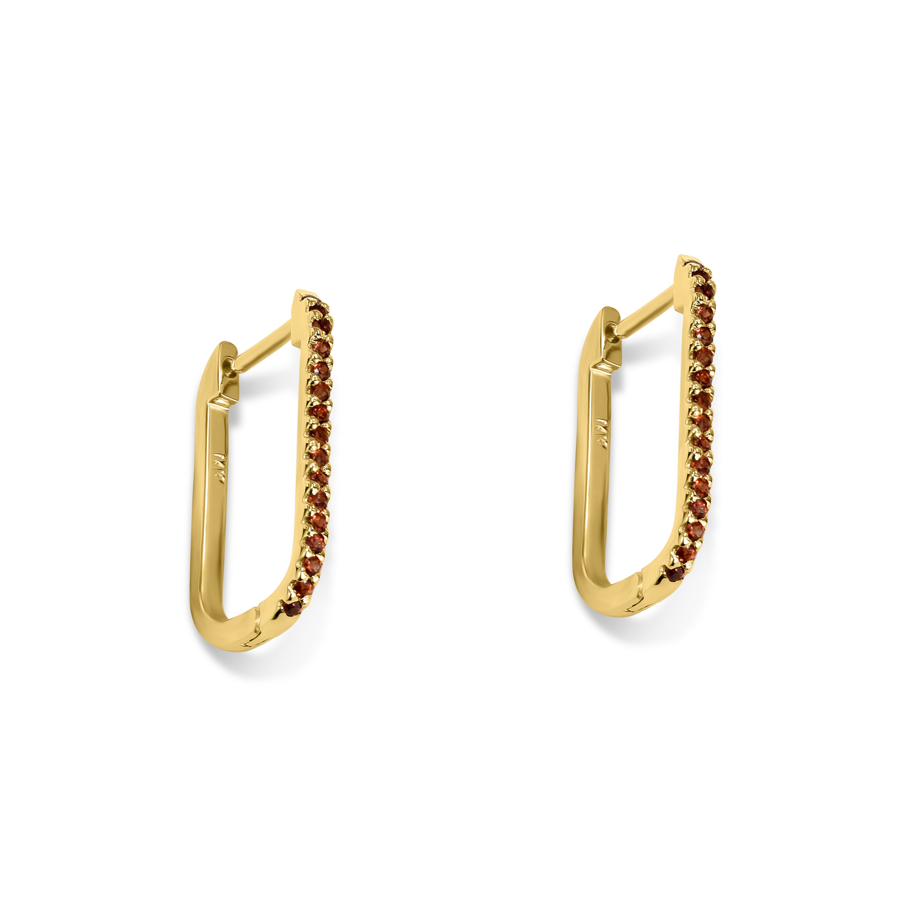 14k Gemstones U-Shape Earring
