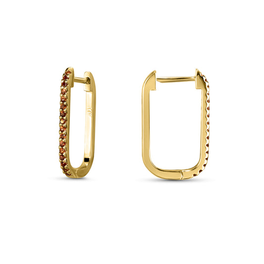 14k Garnet U-Shape Earring