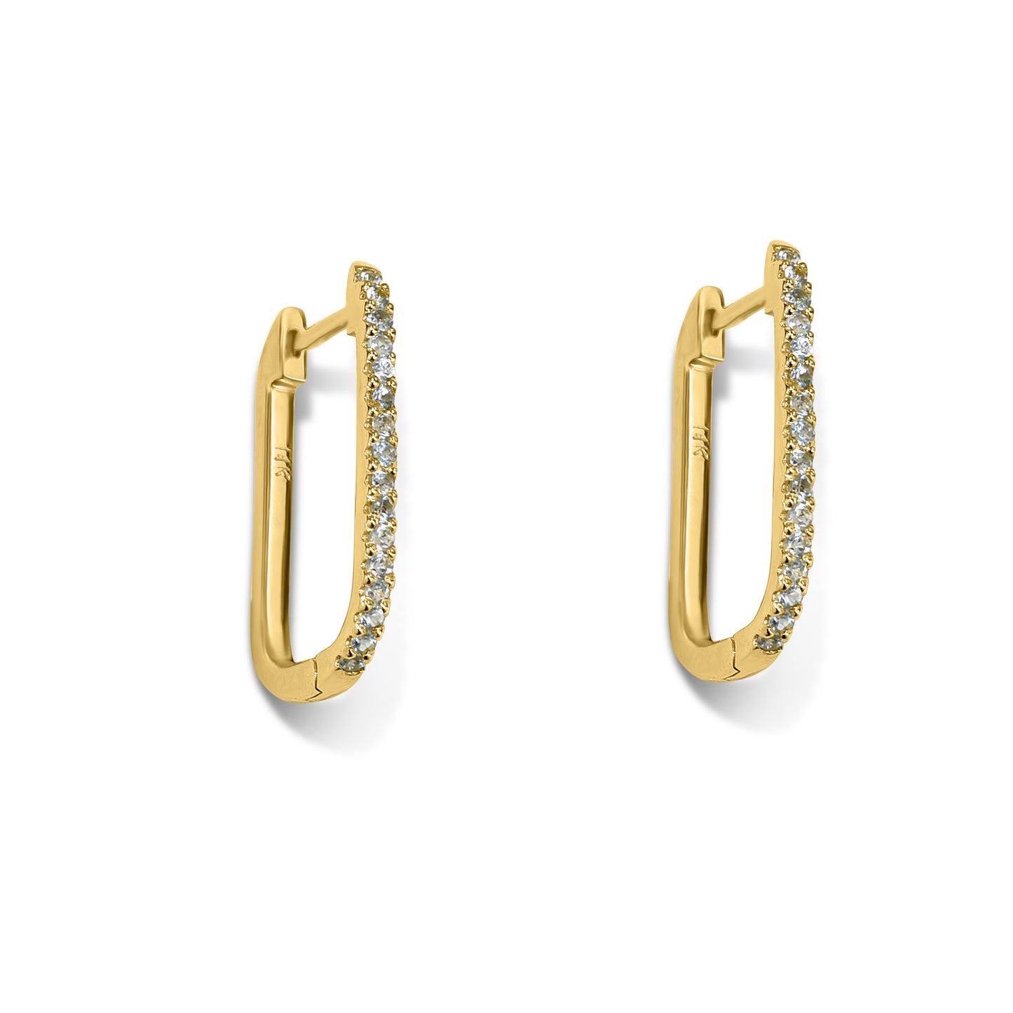 14k Blue Topaz U-Shape Earring