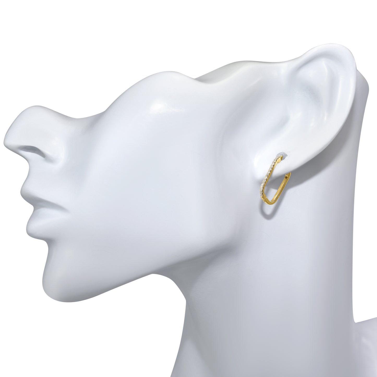 14k Diamond U-Shape Earring