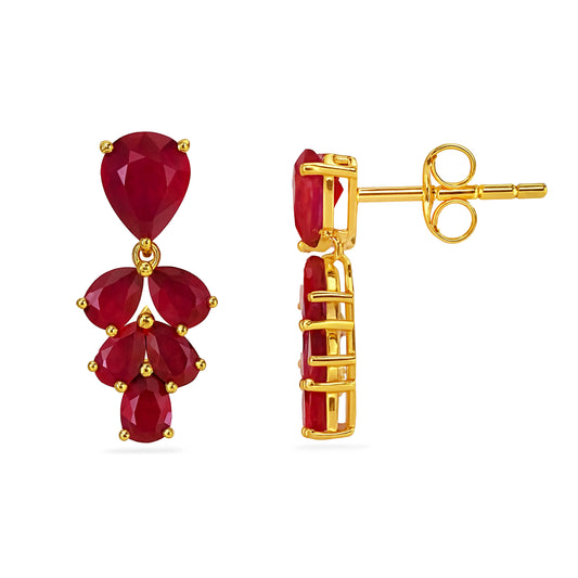14k Ruby Leaf Earring
