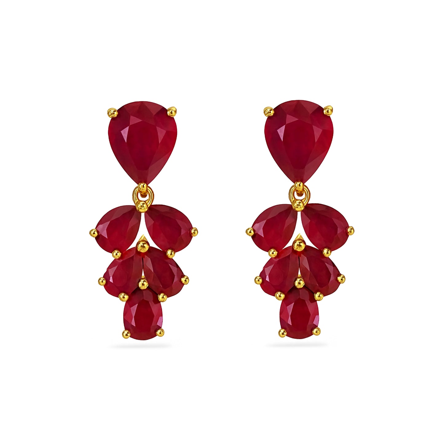 14k Ruby Leaf Earring