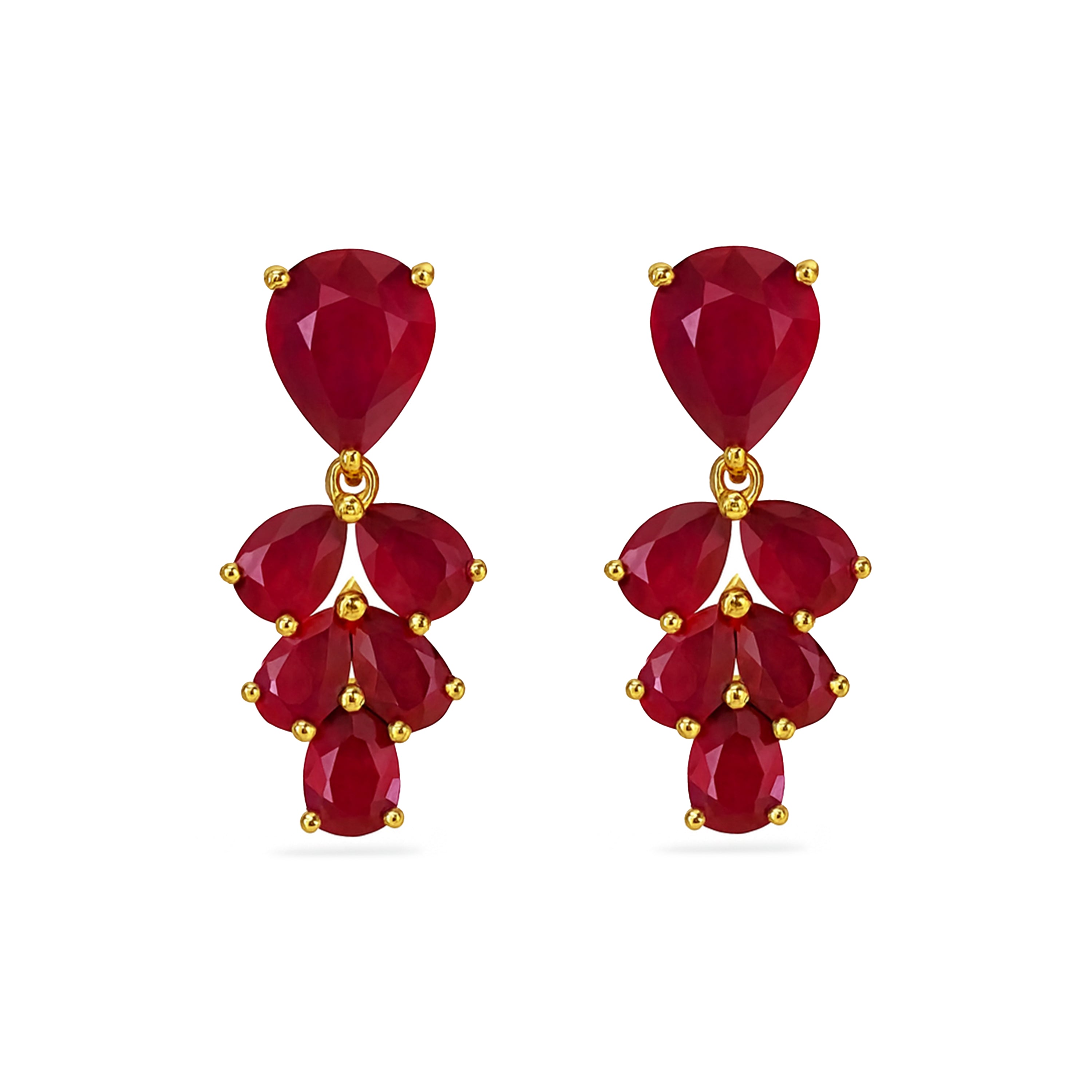 14k Ruby Leaf Earring