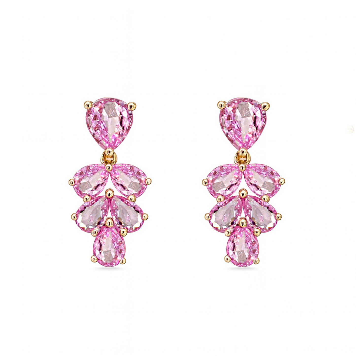 14k Pink Sapphire Leaf Earring