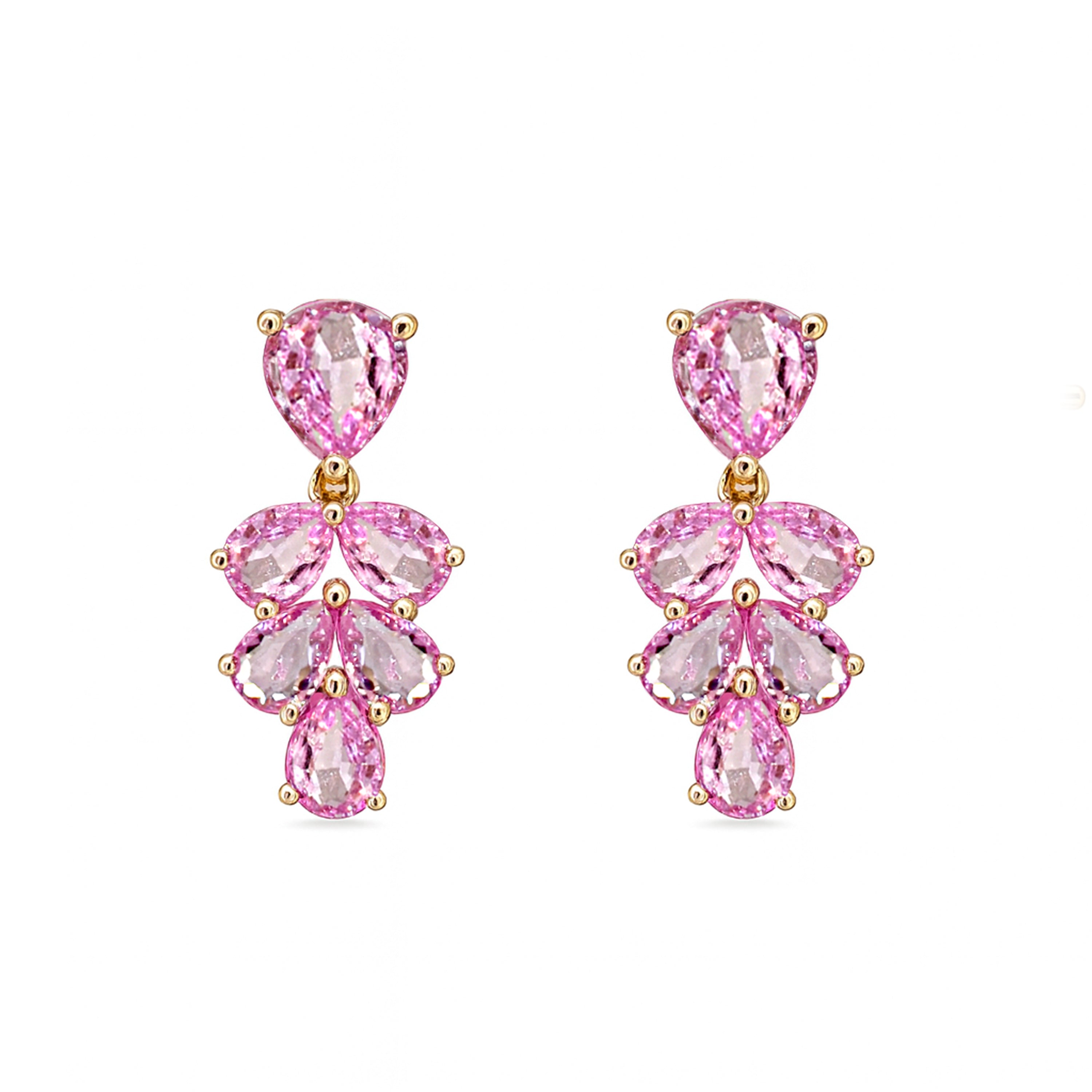 14k Pink Sapphire Leaf Earring
