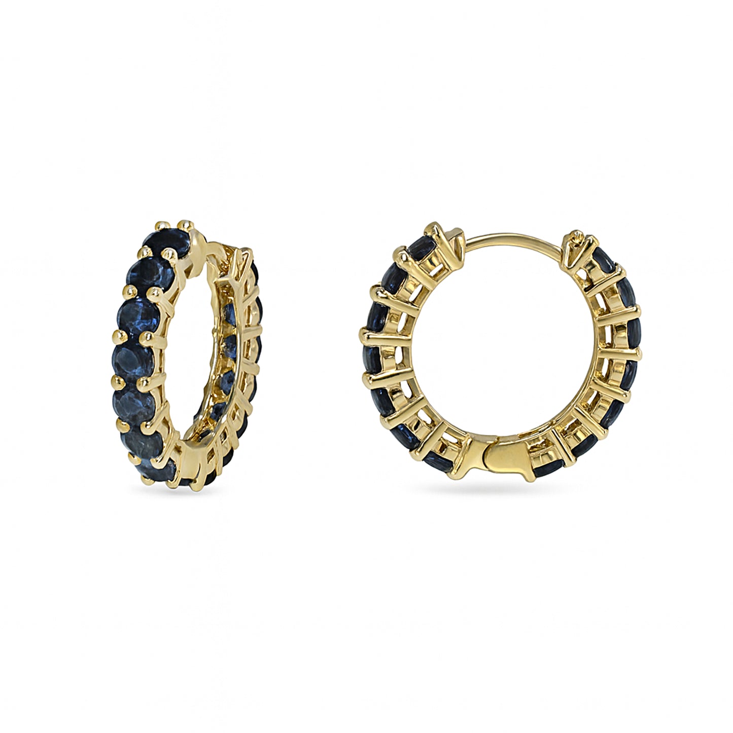 14k Sapphire Round Cut Hoop Earring