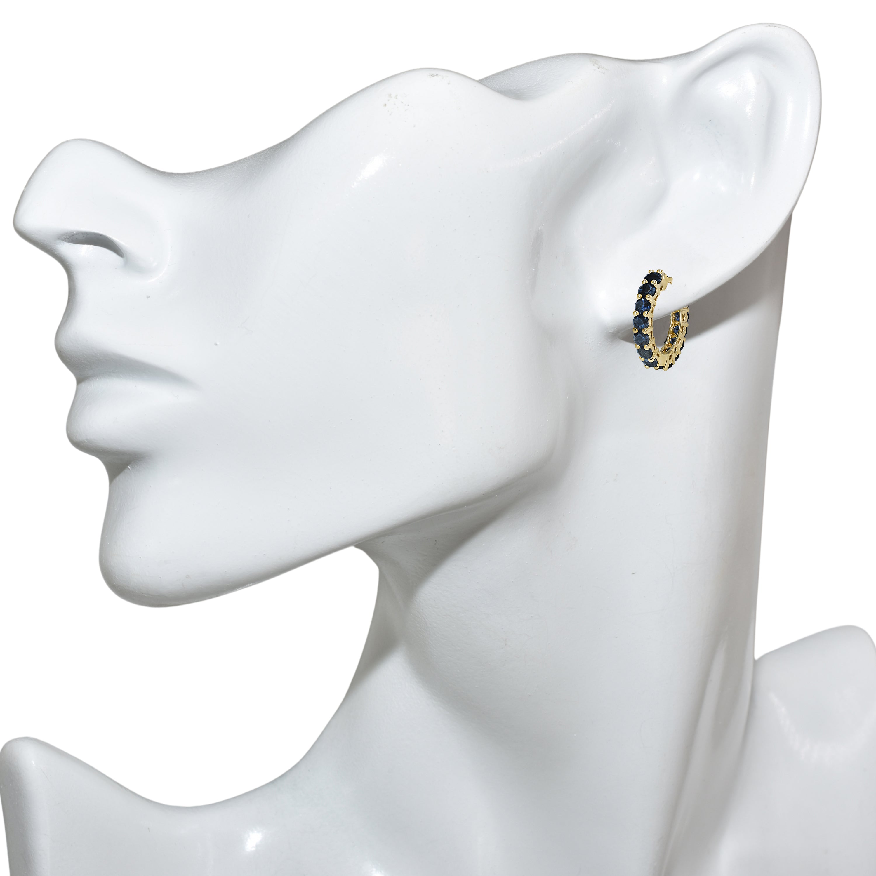 14k Sapphire Round Cut Hoop Earring