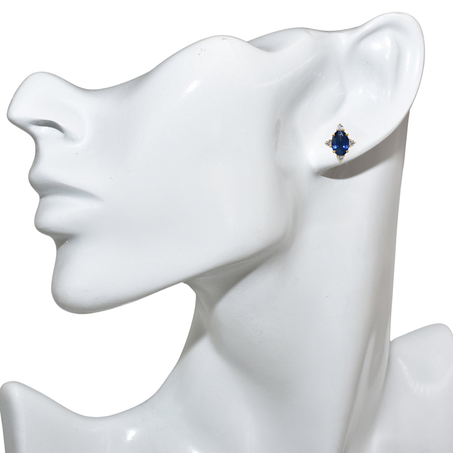 14k Sapphire Diamond Oval Star Earring