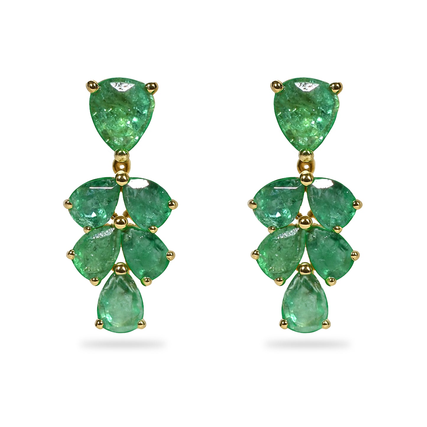 14k Emerald Leaf Cluster Earring