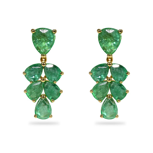 14k Emerald Leaf Cluster Earring