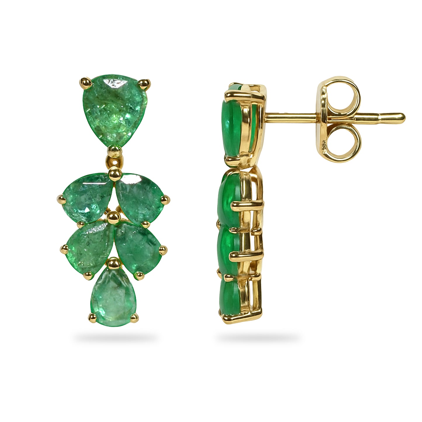 14k Emerald Leaf Cluster Earring