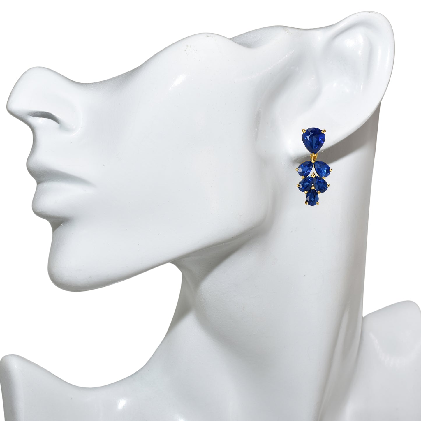 14k Sapphire Leaf Cluster Earring
