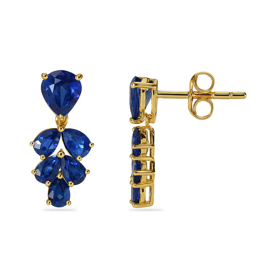 14k Sapphire Leaf Cluster Earring