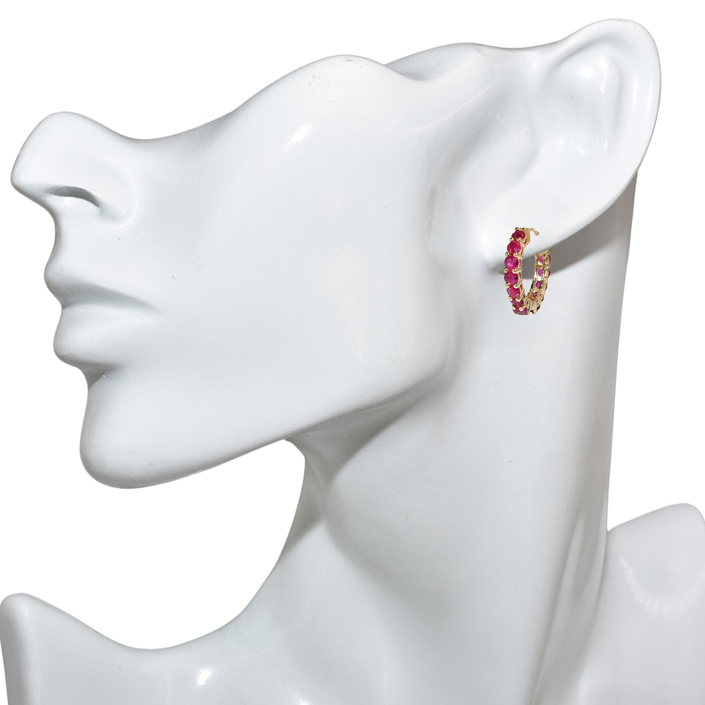 14k Ruby Hoop Earring