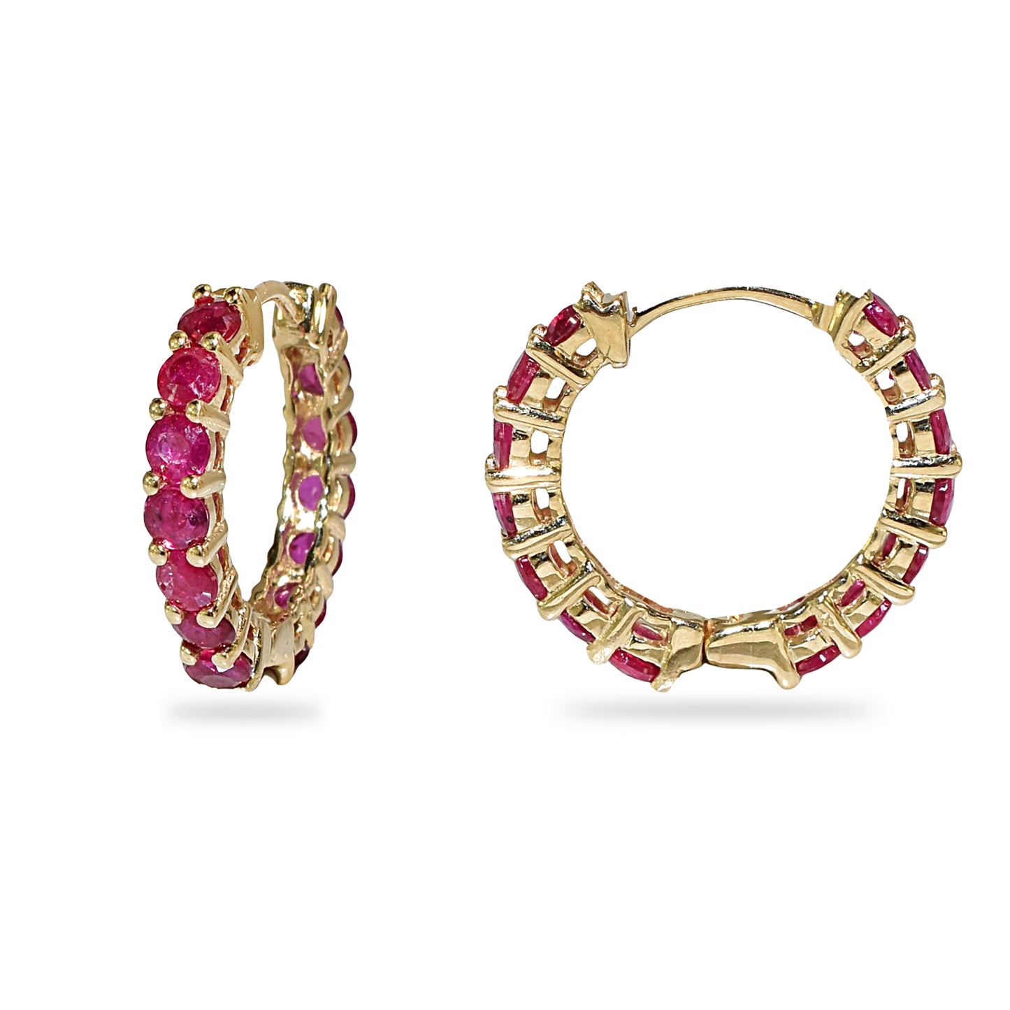14k Ruby Hoop Earring