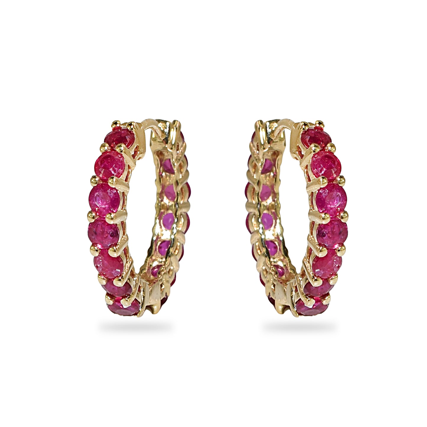14k Ruby Hoop Earring