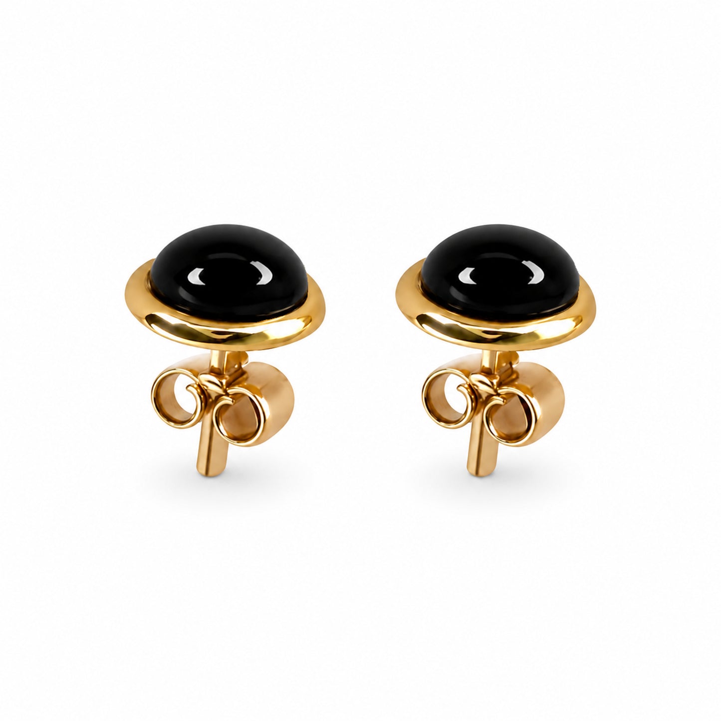 14k Black Onyx Bezel Set Stud Earring