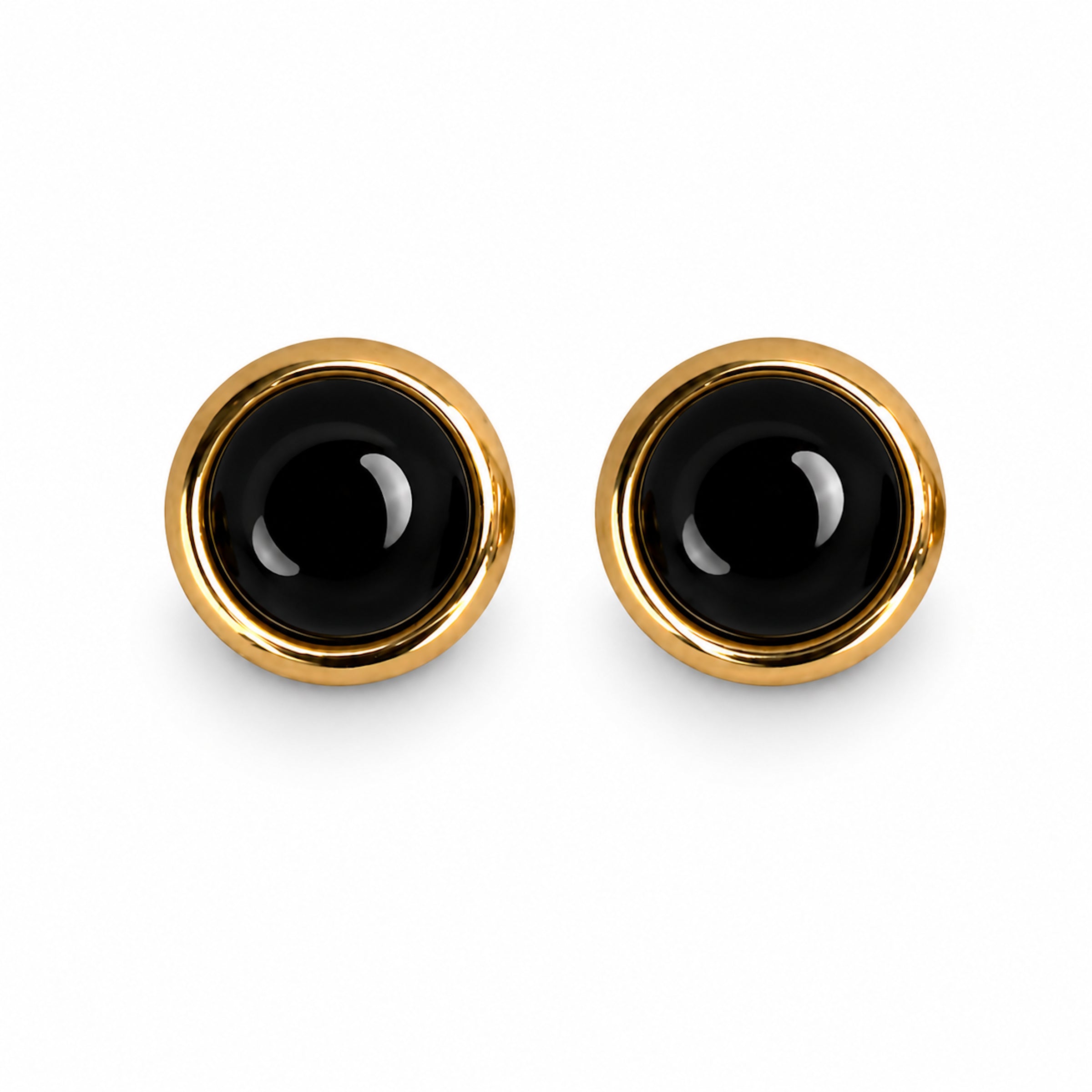 14k Black Onyx Bezel Set Stud Earring