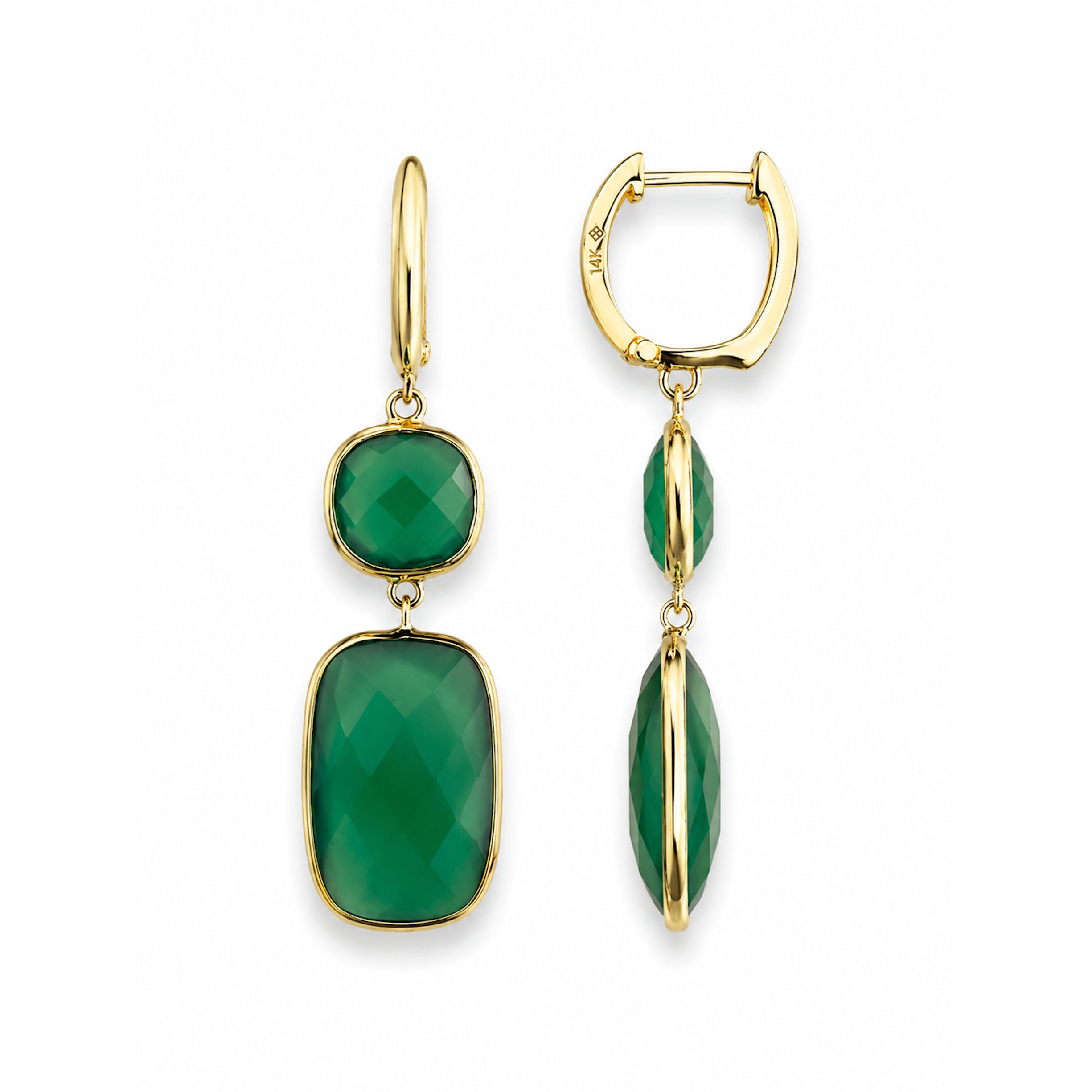 14k Green Onyx Hoop Earring