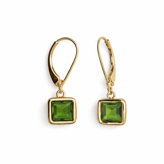 14k Peridot Square Leverback Earring