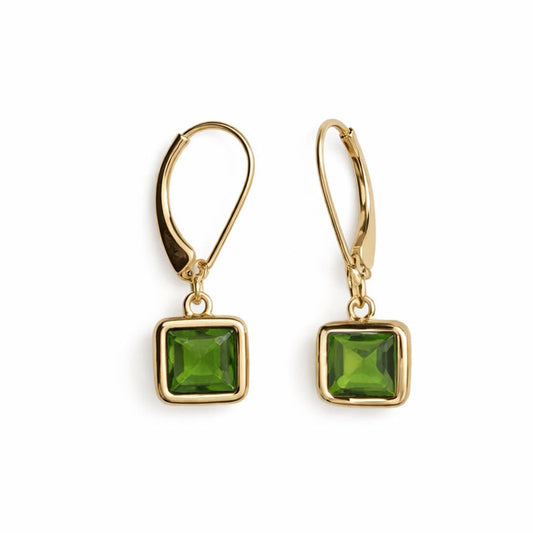 14k Peridot Square Leverback Earring