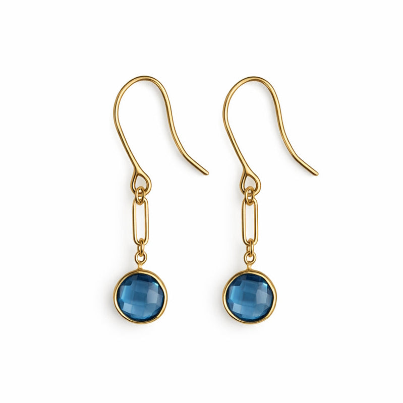 14k London Blue Topaz Paperclip Hook Earring