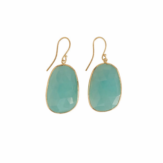 14k Chalcedony Slice Hook Earring