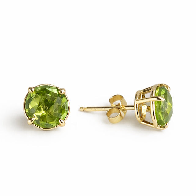 14k Peridot Round Stud Earring