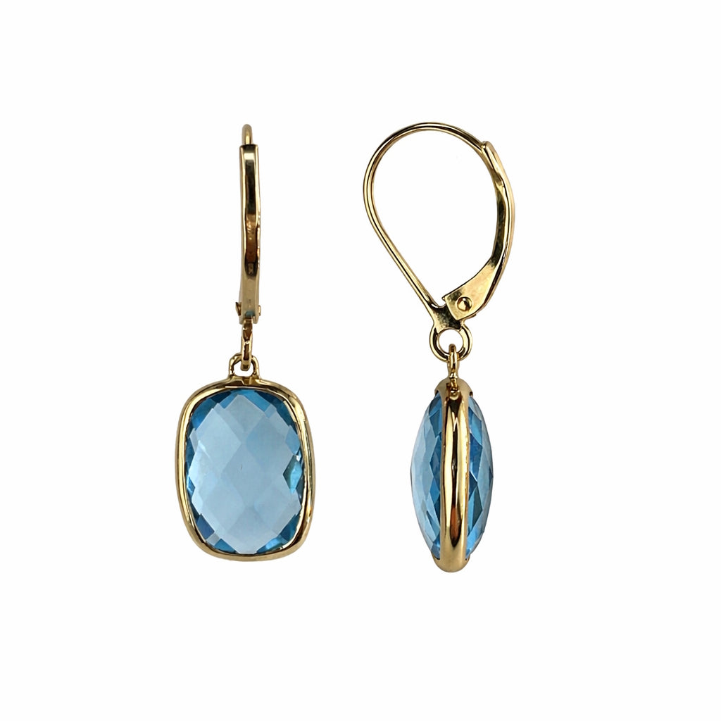 14k Swiss Blue Topaz Leverback Earring
