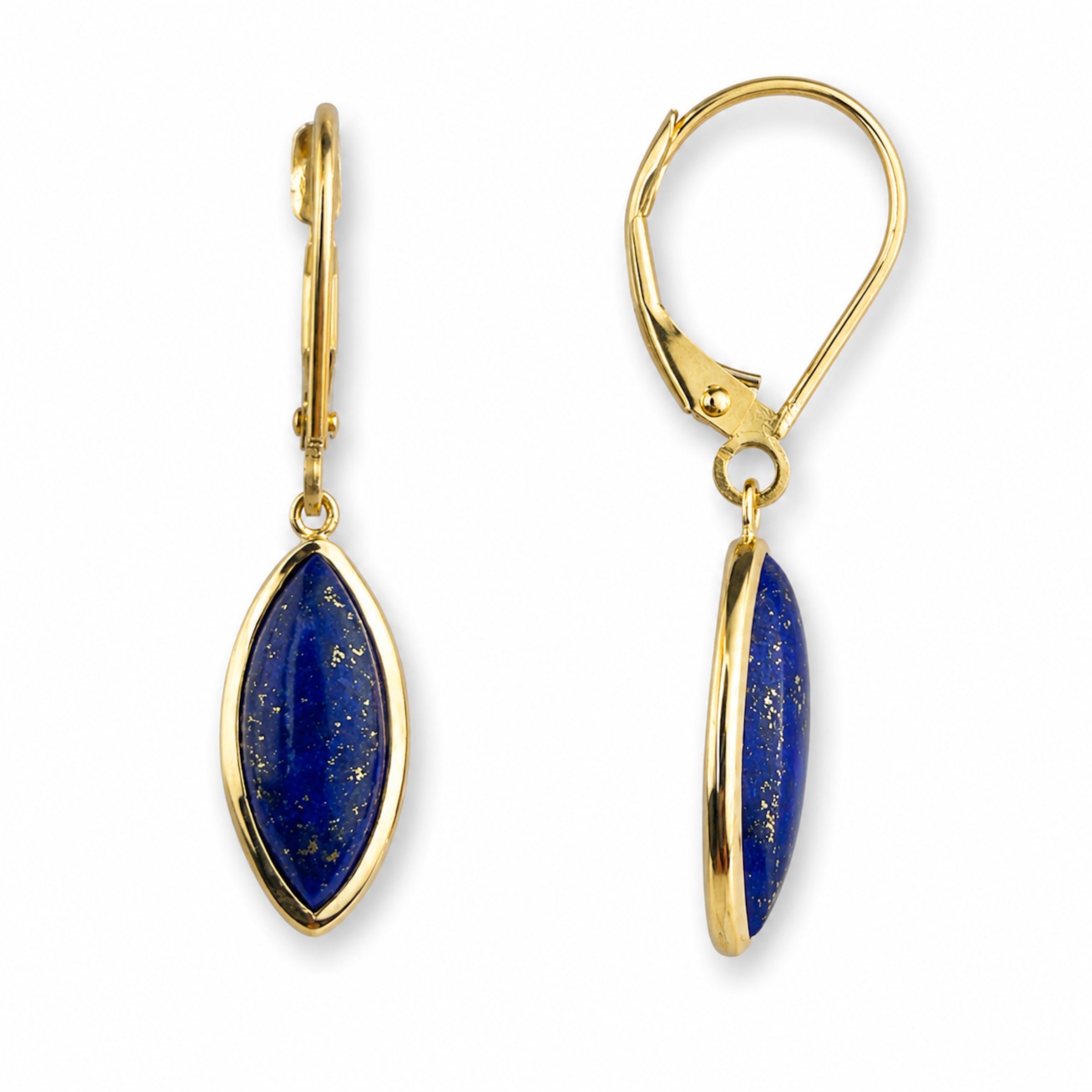 14k Lapis Marquise Dangle Leverback Earring