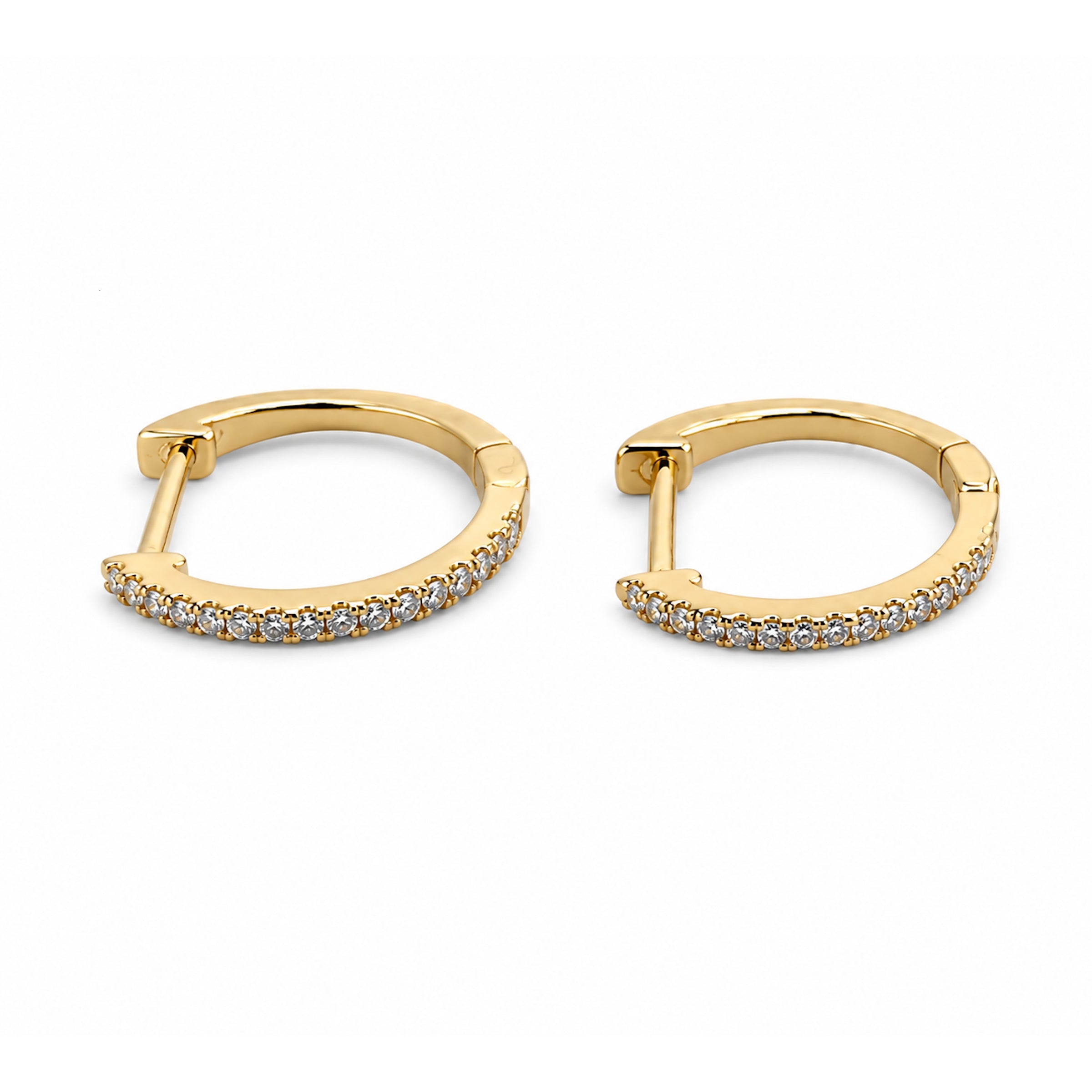 14k Yellow Gold Hoop Diamond Earring