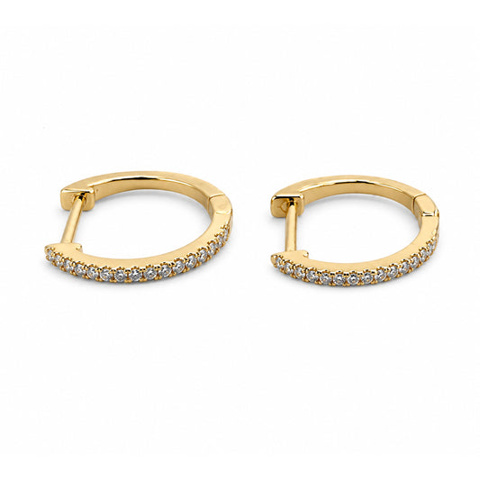 14k Yellow Gold Hoop Diamond Earring